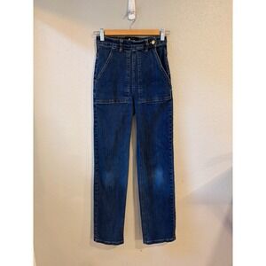 AstroBettie Jeans Women 26 Dark Wash High Rise Sailor Retro Straight Leg Patch